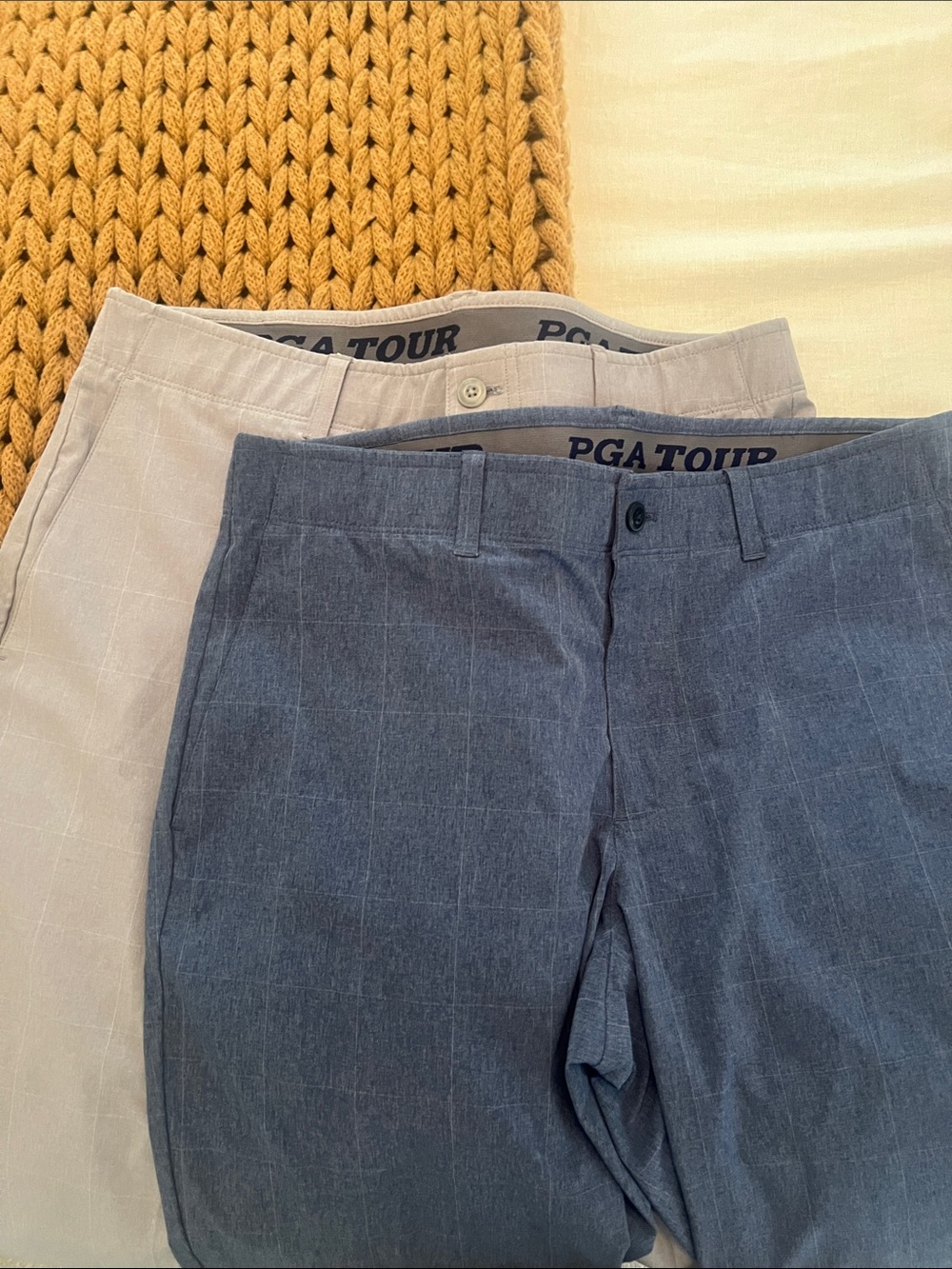 PGA TOUR 2 pair Men’s Blue and Light Gray Windowpane Performance Chinos